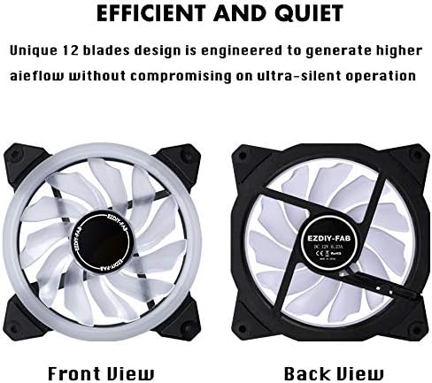 EZDIY-FAB 120mm 3-Pack White LED Ring Fan White LED PC Case Fan